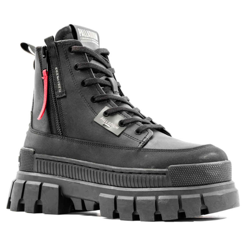 Ботинки женские Palladium Revolt Boot Zip Leather 98859-001 высокие черные  купить по цене 18 900 руб. в магазине Pall-Shop.ru