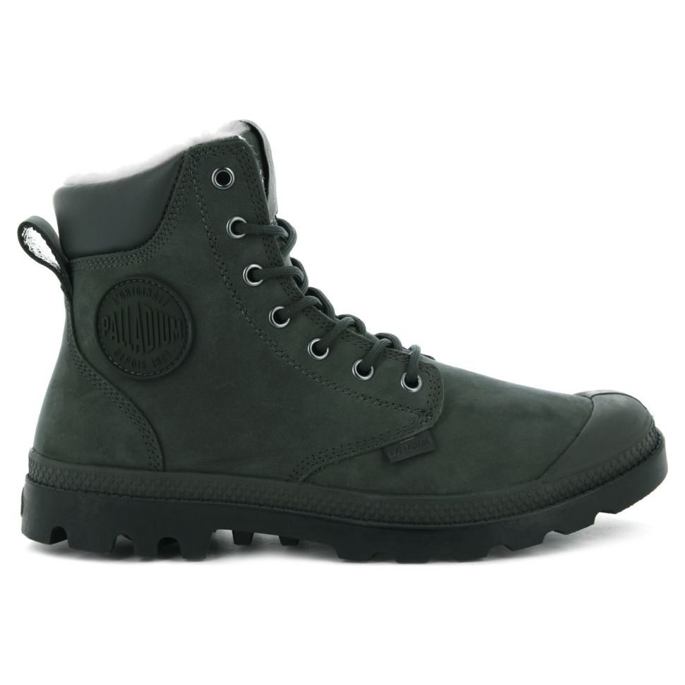 Зимние ботинки Palladium Pampa Sport Cuff Wps 72992-309 кожаные зеленые  купить по цене 12 190 руб. в магазине Pall-Shop.ru