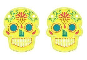 Аксессуары для кед крылья череп Sugar Skull Yellow Neon Lace 11005 желтые