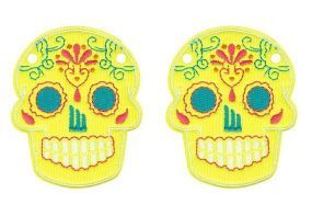 Аксессуары для кед крылья череп Sugar Skull Yellow Neon Lace 11005 желтые