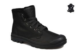 Зимние кожаные мужские ботинки Palladium Pampa Hi L Gusset S 03478-001 чёрные