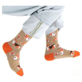 Носки St. Friday Человек - Человеку Волк, А Корги - Корги Корги! 692-1 хлопковые бежевые