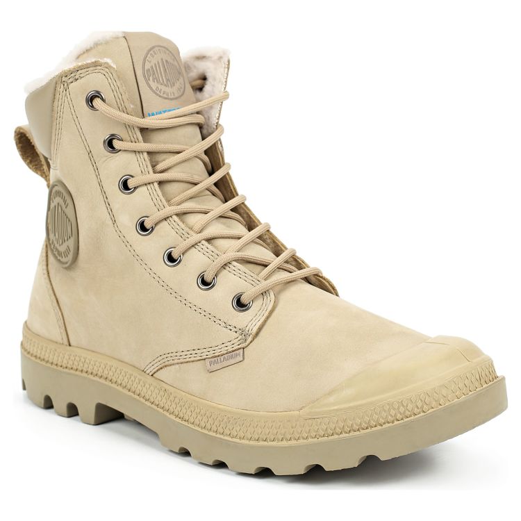 Ботинки женские Palladium Pampa Sport Cuff Wps 72992-248 кожаные зимние с мехом бежевые